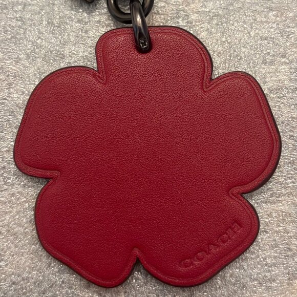 Coach Cherry Red Glitter Tea Rose Bag/Key Charm - Picture 2 of 8